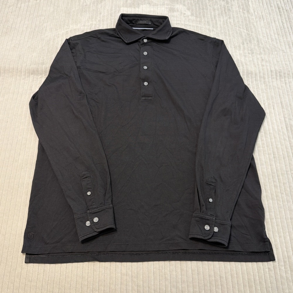 Greyson Polo Shirt Mens Size Large L Black Long Sleeve Golf Performance Buttons
